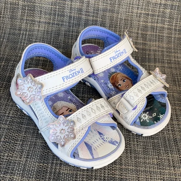 Disney Frozen 'Elsa and Anna Graphic' Double Strap Sandals Toddler size 6 - Picture 2 of 12